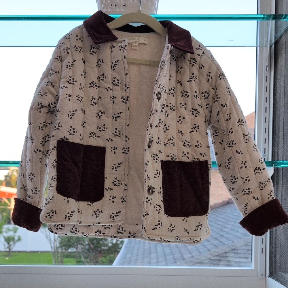 Chelsea & Violet Kids Floral Pattern Jacket with Maroon Accents